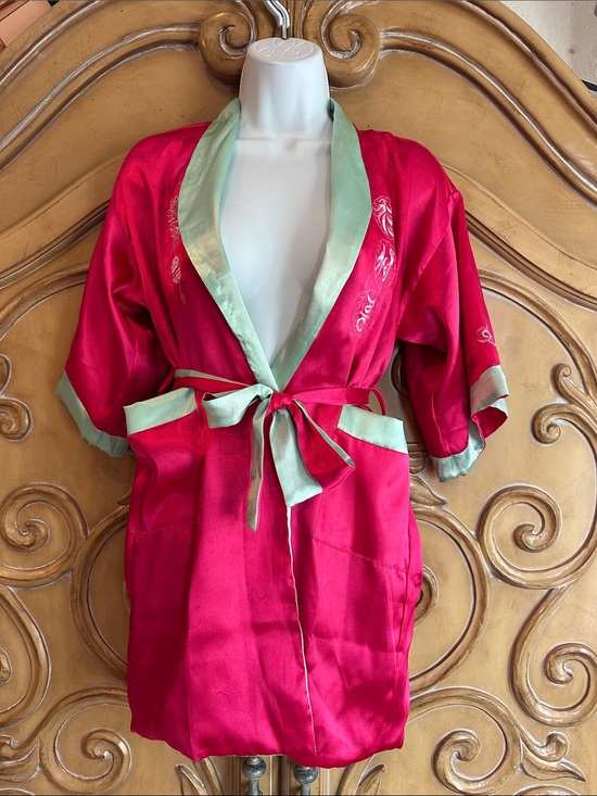 Mimi Other - Pink Reversible Kids Kimono Robe with Mint Trim - Elegant Lounge Robe